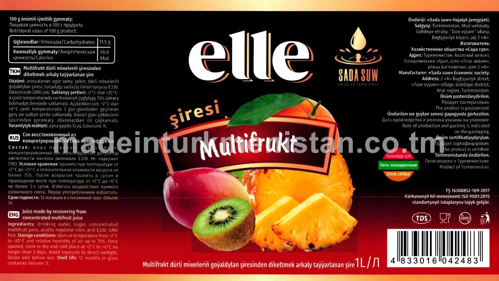 Elle multifrukt dürli miweleriň şiresinden dikeltmek arkaly taýýarlanan şire