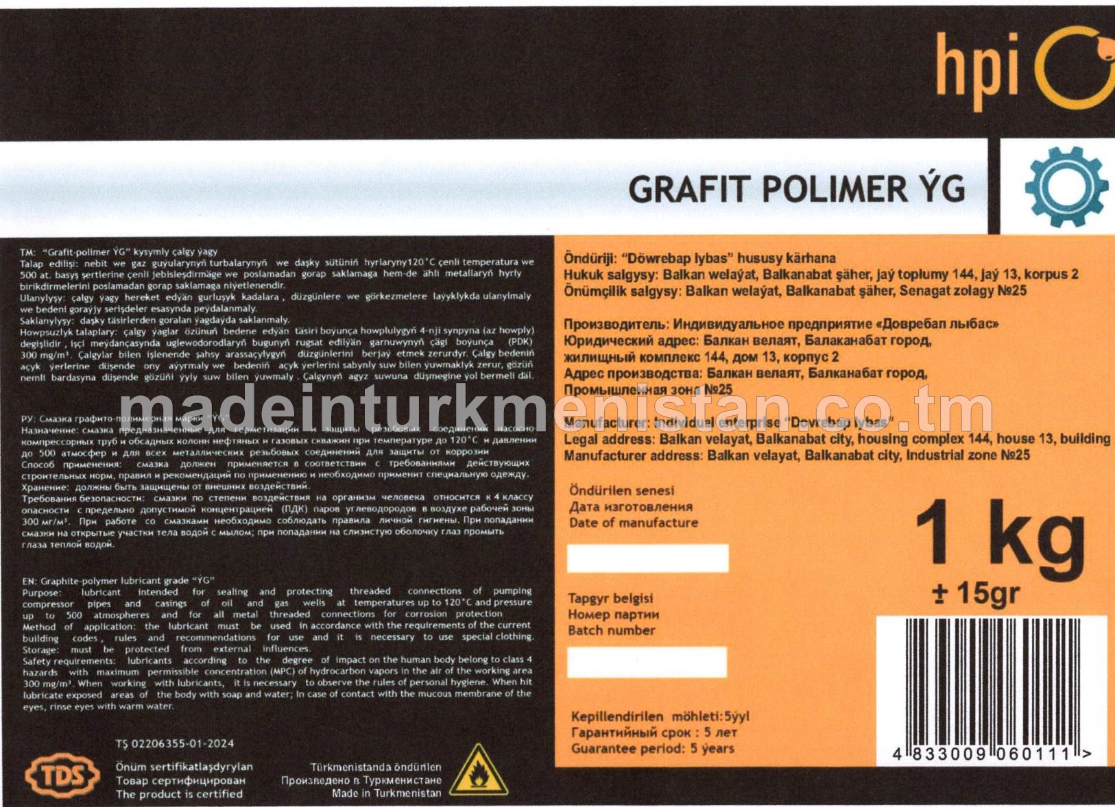 "Grafit-polimer ÝG" kysymly çalgy ýagy
