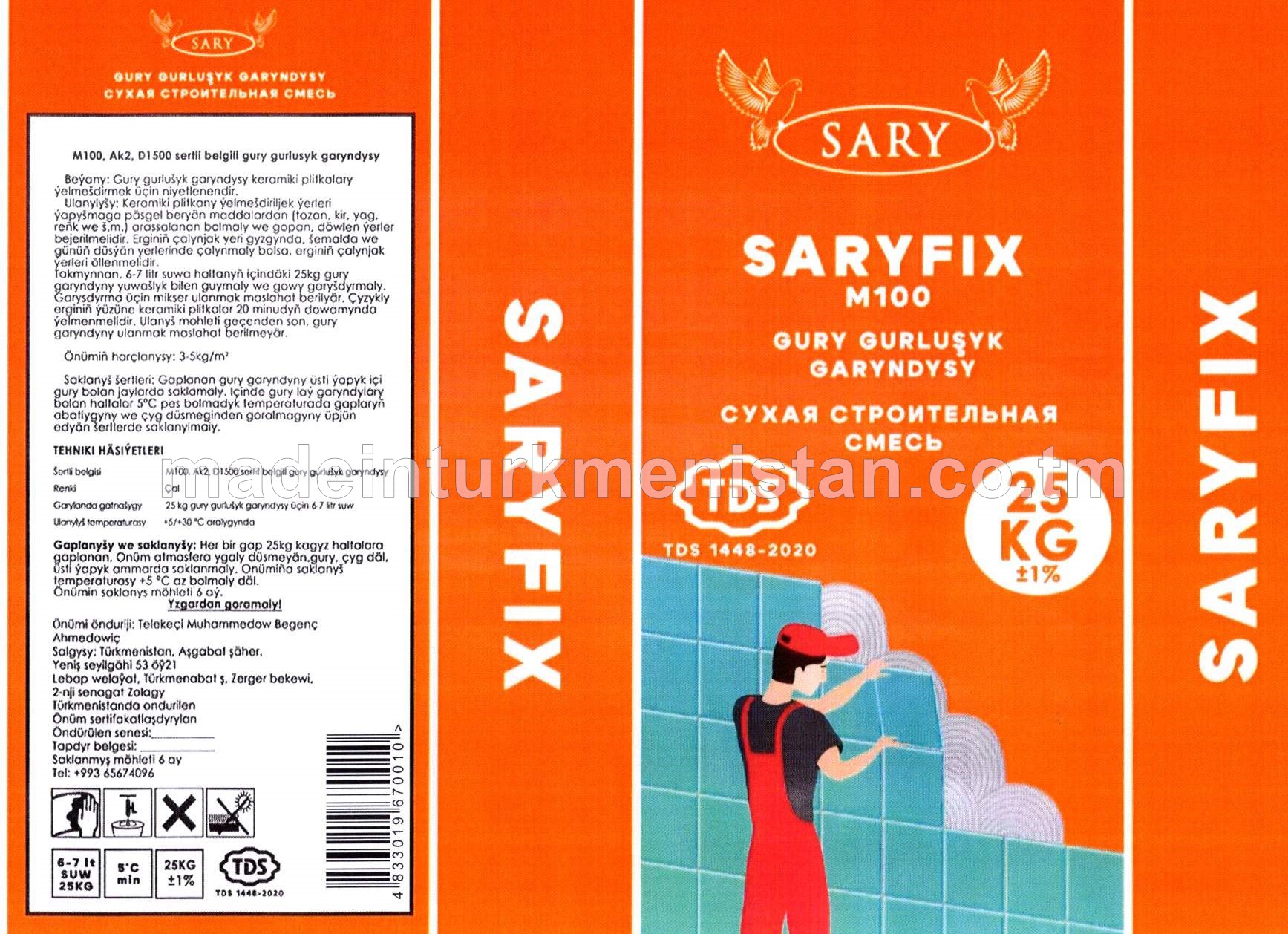 "SARYFIX" Gury gurluşyk garyndysy M100, AK2, D1500
