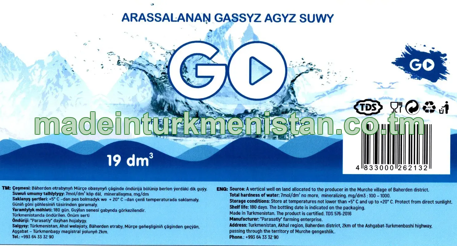 "GO" arassalanan gazsyz agyz suwy