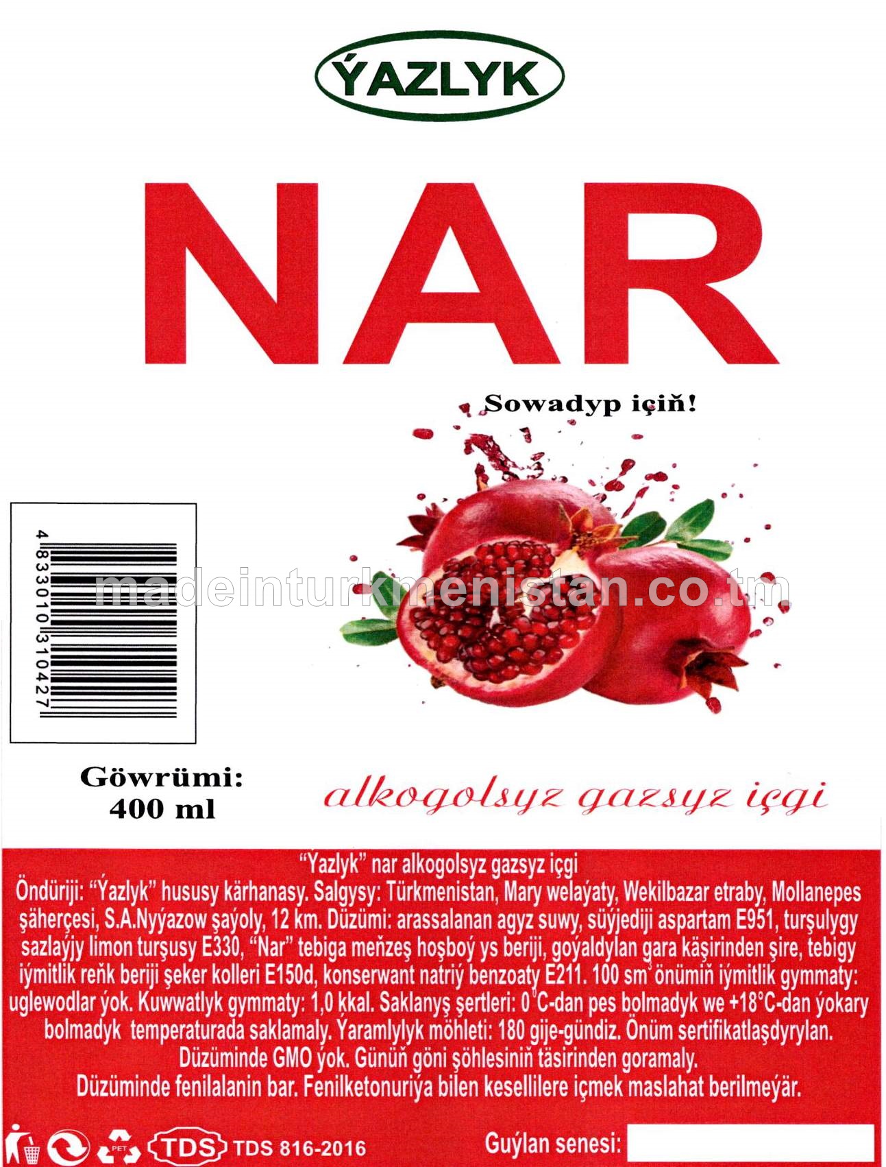 Nar alkogolsyz gazsyz içgi