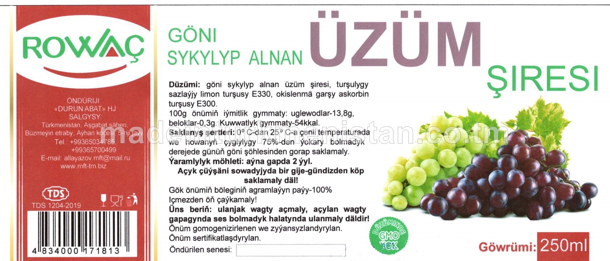 Üzüm şiresi göni sykylyp alnan