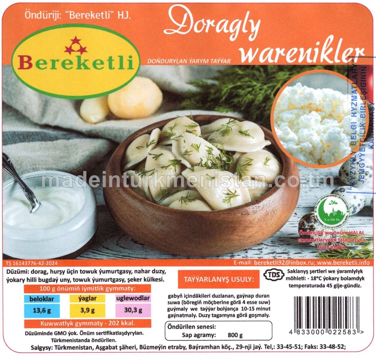 Doragly warennikler, doňdurylan ýarym taýýar 