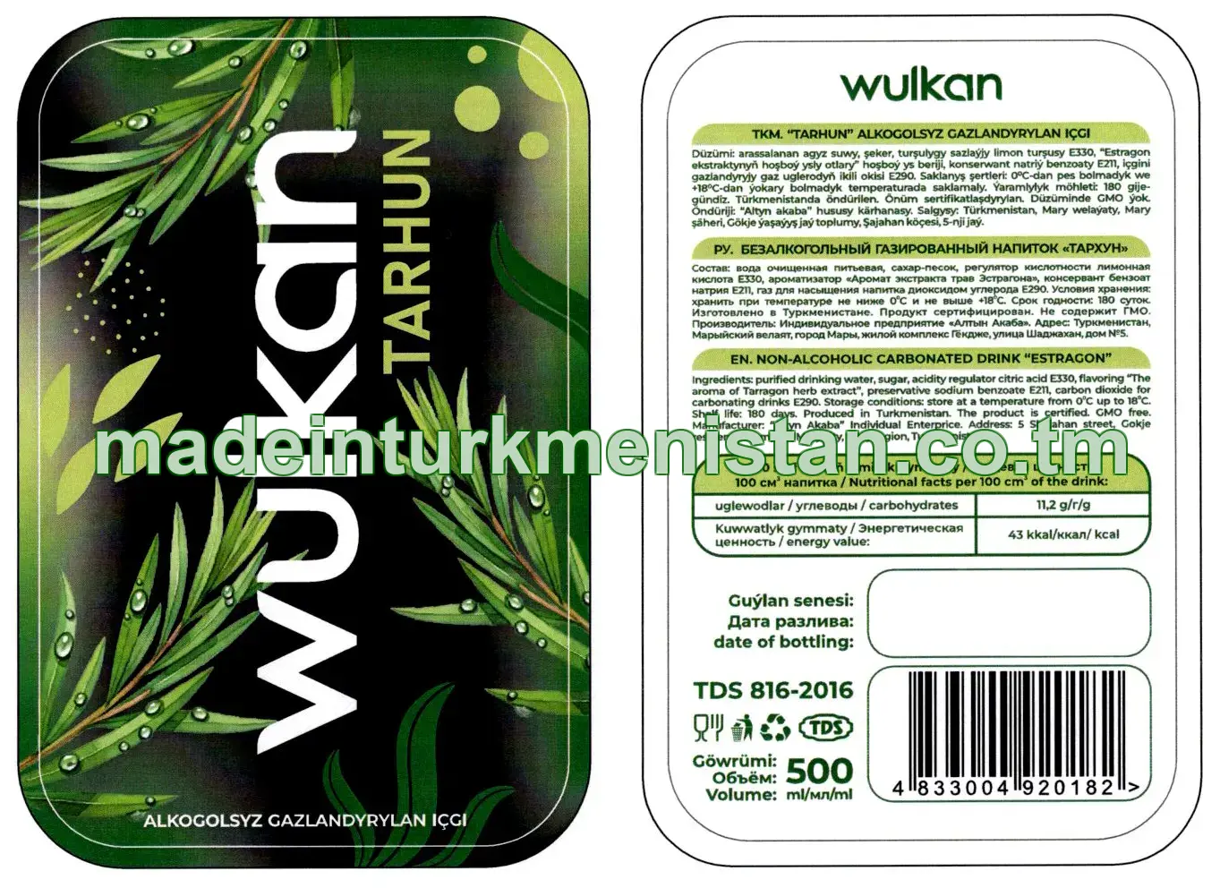 "Tarhun" alkogolsyz gazlandyrylan içgi