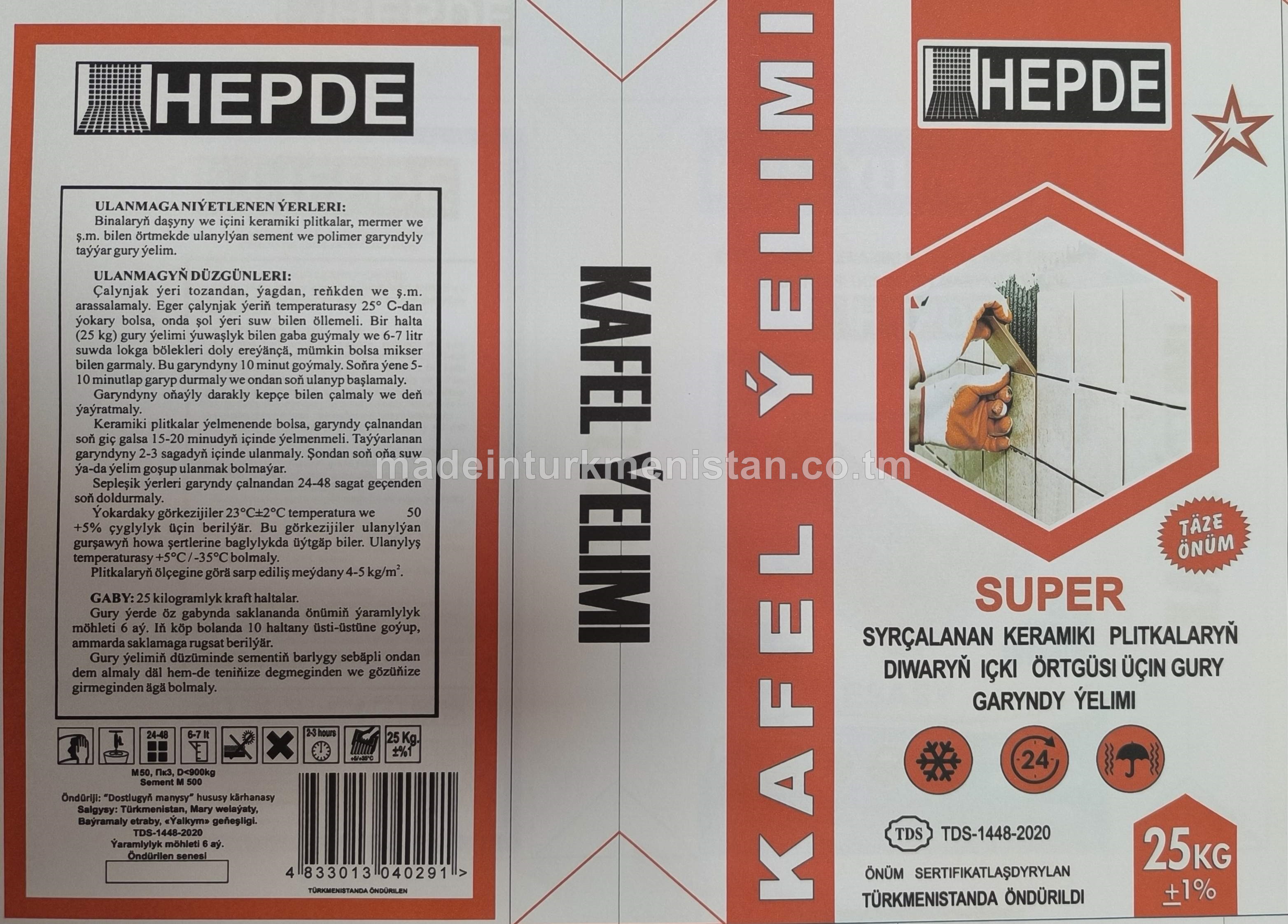 "Super" Syrçalanan keramiki plitkalaryň diwaryň içgi örtgüsi üçin gury garyndy ýelimi