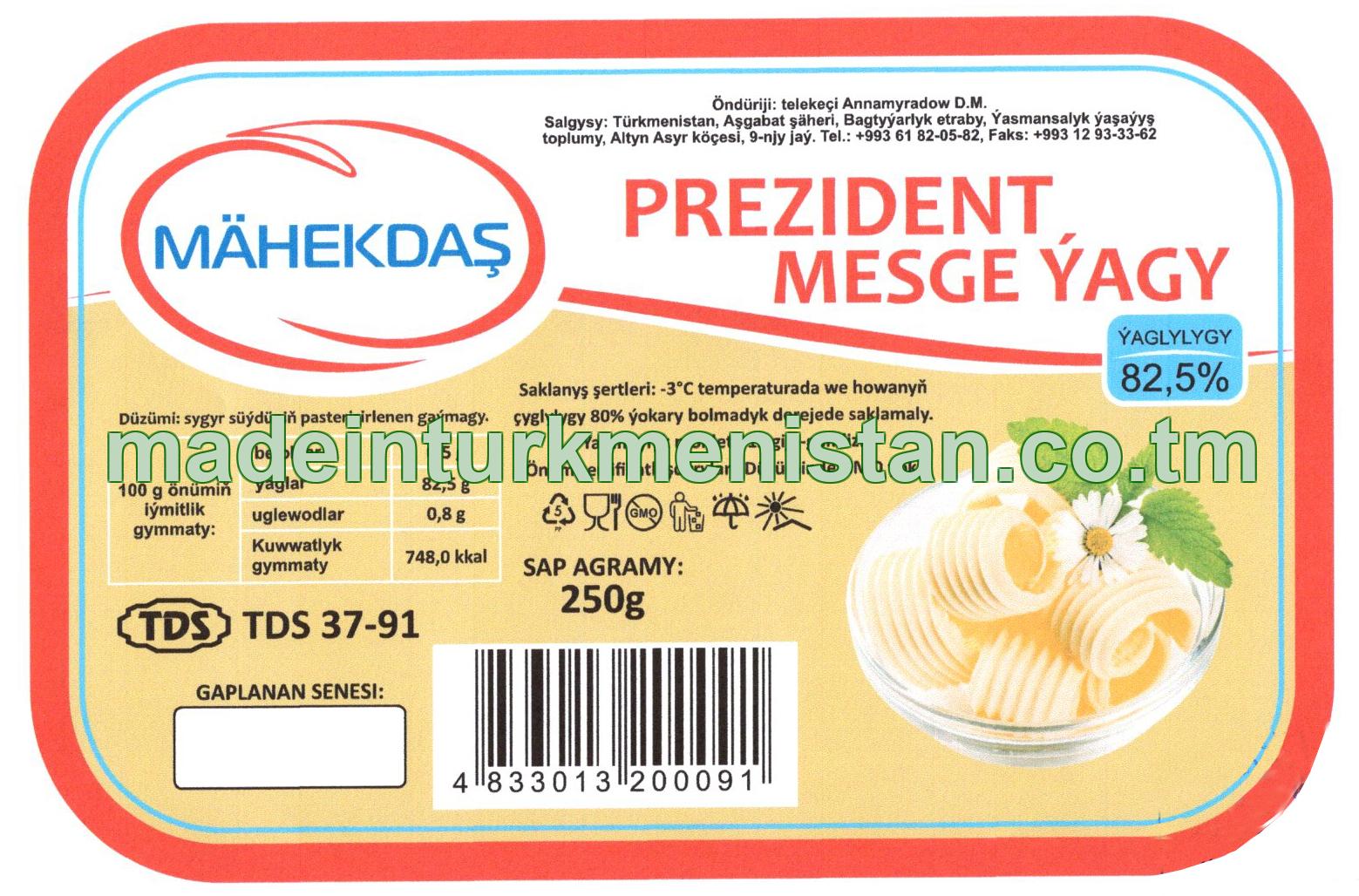 Prezident mesge ýagy. Ýaglygy: 82.5%