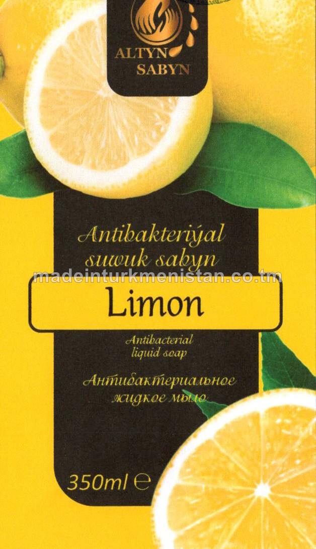 Antikbakteriýal suwuk sabyn, limon