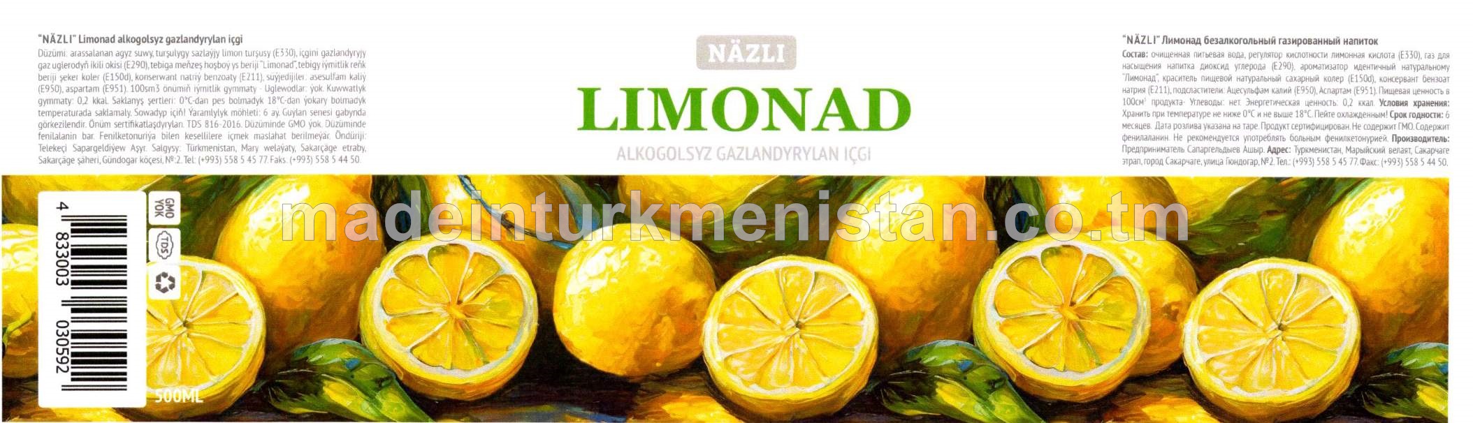 "Limonad" alkogolsyz gazlandyrylan içgi