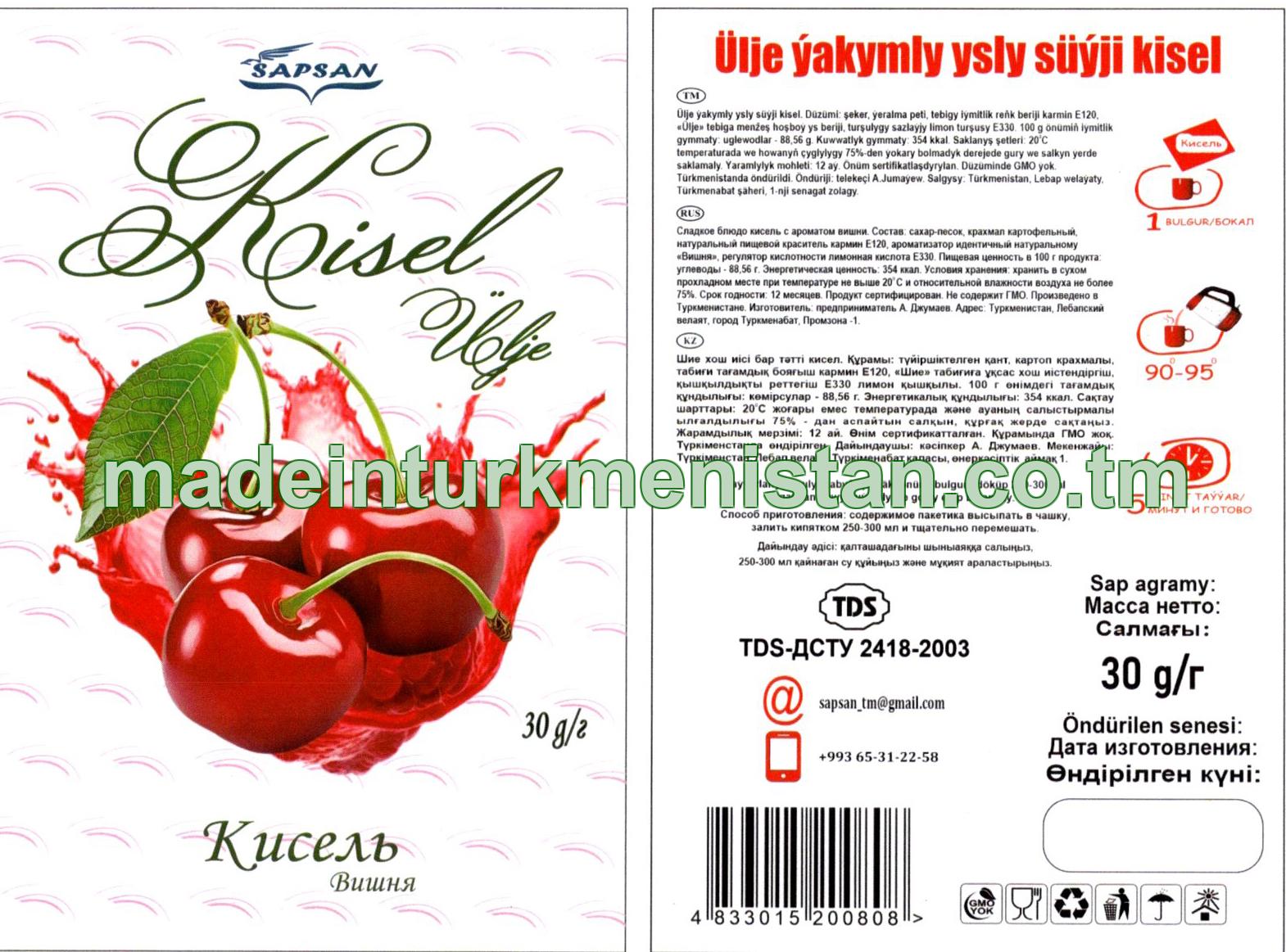 Ülje ýakymly ysly süýji kisel