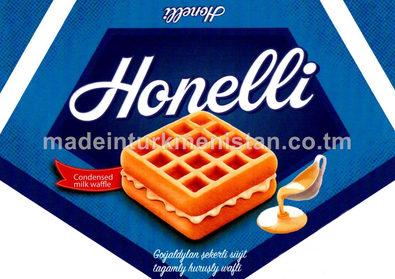 Honelli goýaldylan şekerli süýt tagamly huruşly wafli