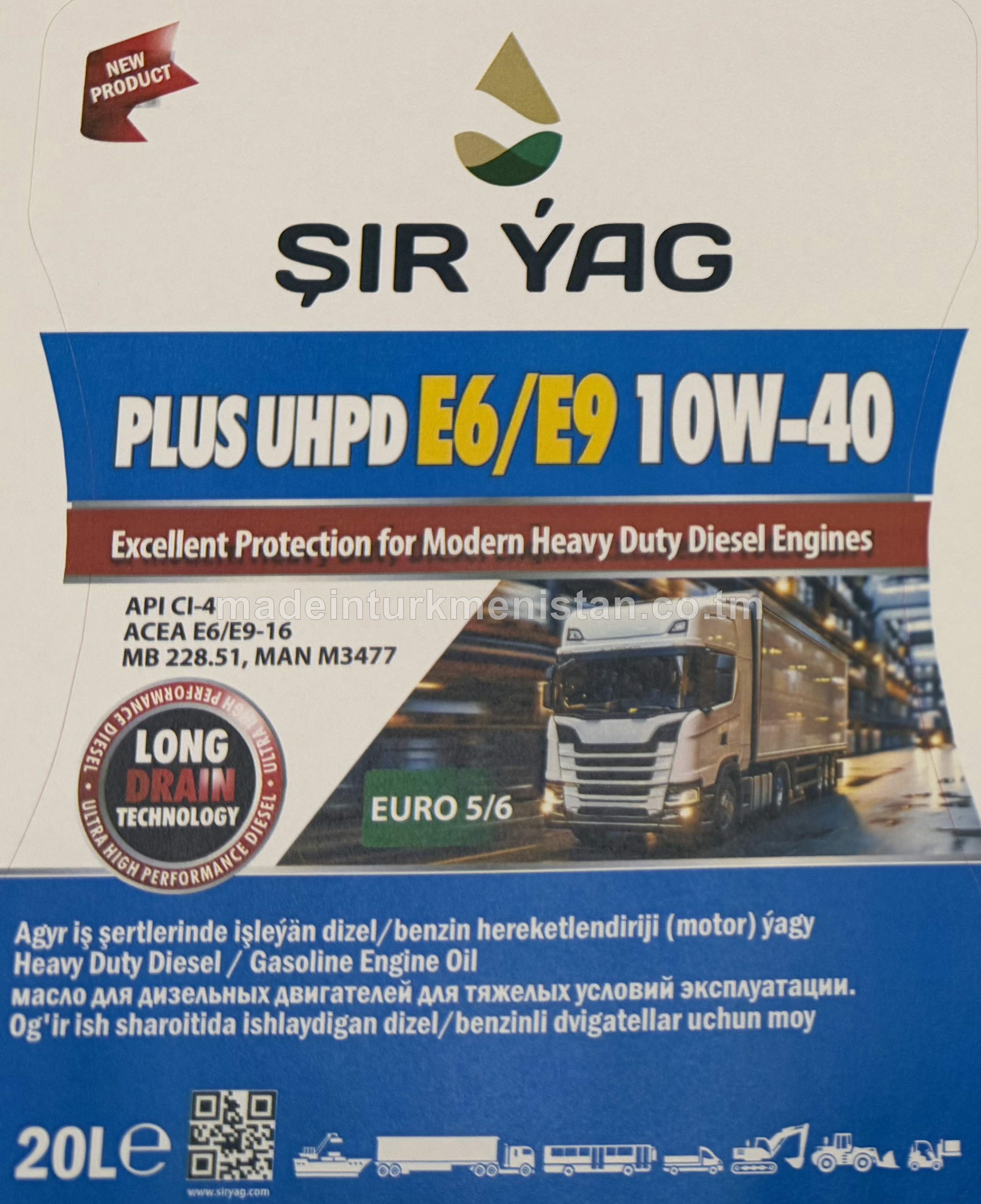 Agyr iş şertlerinde işleýän dizel/benzin hereketlendiriji (motor) ýagy PLUS UHPD E6/E9 10W-40