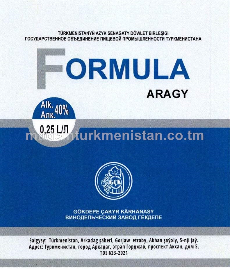 "Formula" aragy. Alk:40%
