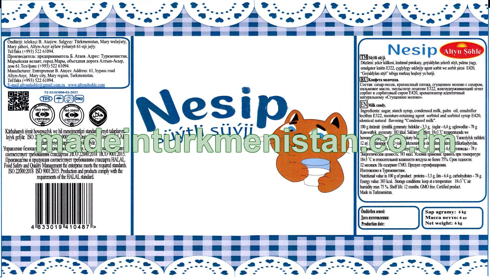 "Nesip" süýtli süýji