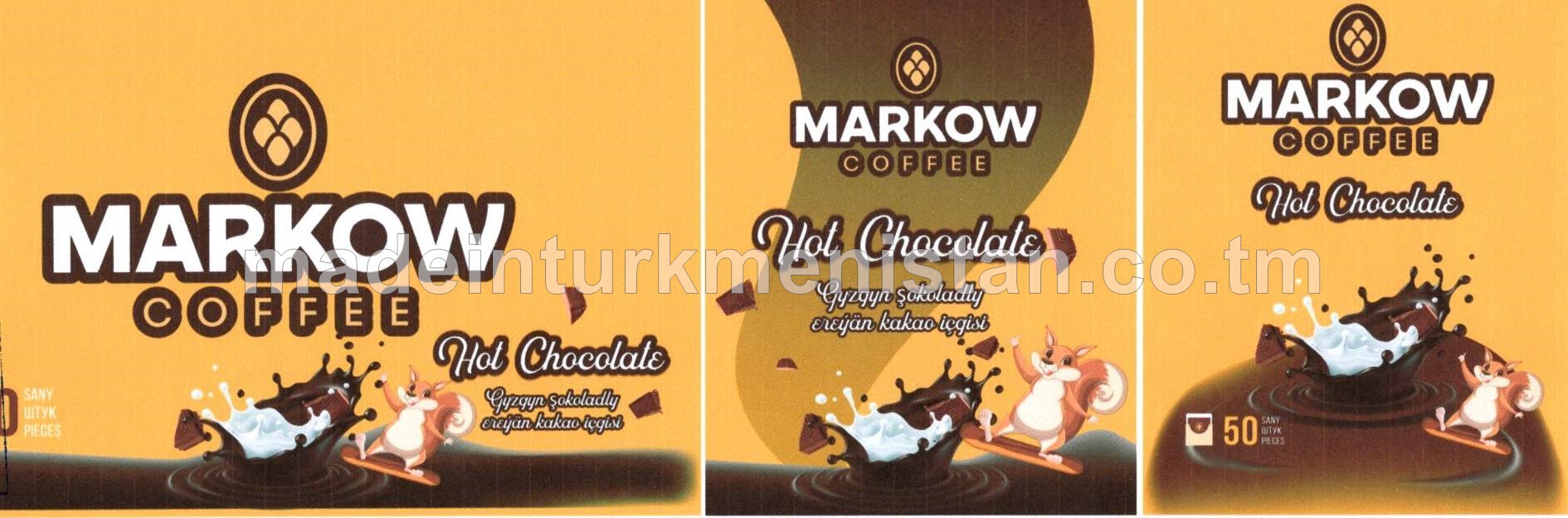 «Markow Kofe» gyzgyn şokoladly ereýän kakao içgisi (14,5x50 sany)