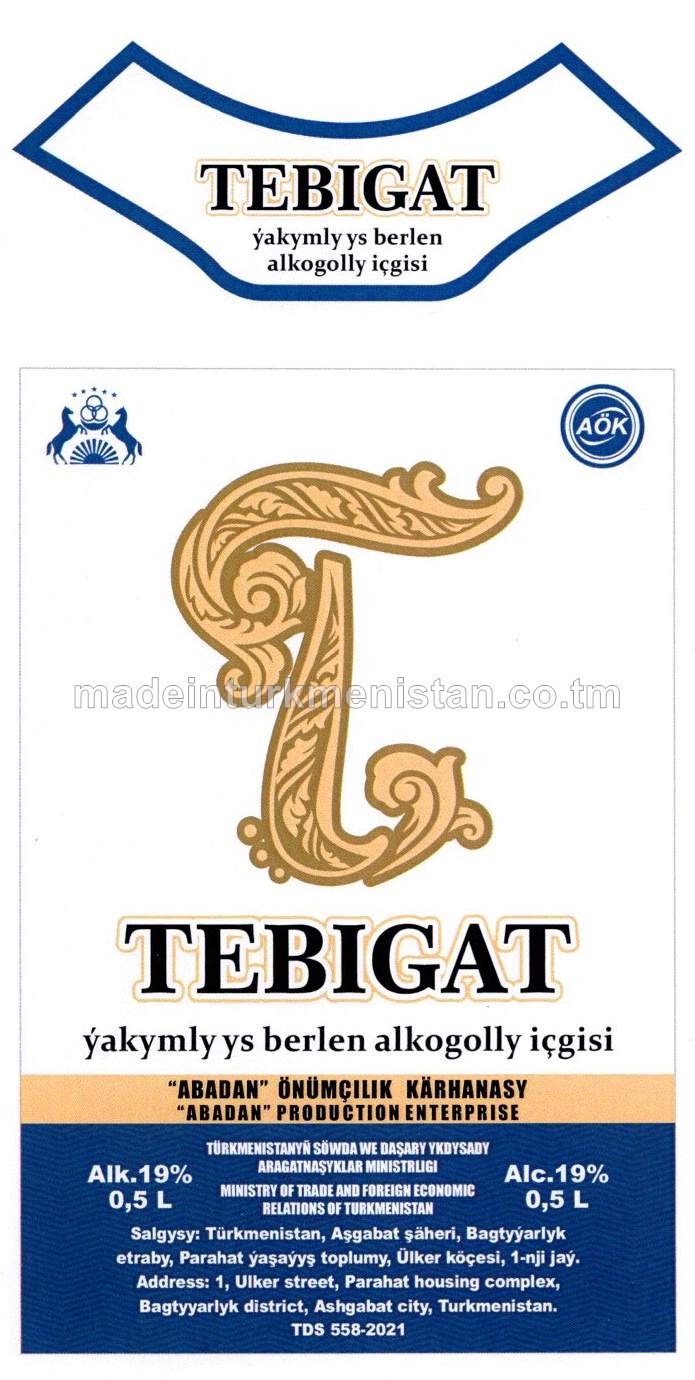 "Tebigat" ýakymly ys berlen alkogolly içgisi, Alk. 19%