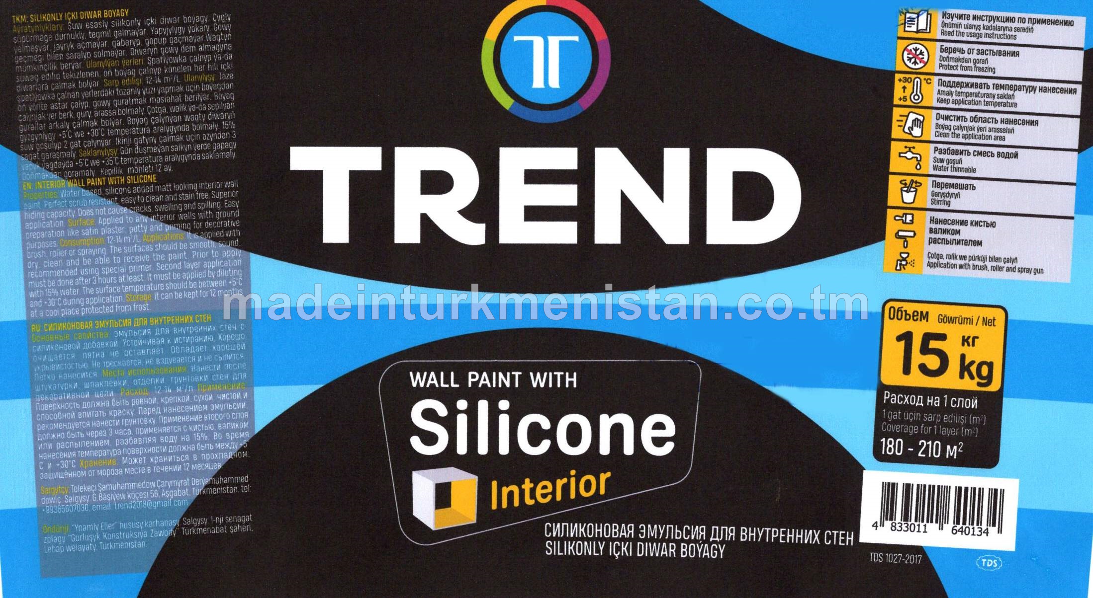 Silikonly içki diwar boýag