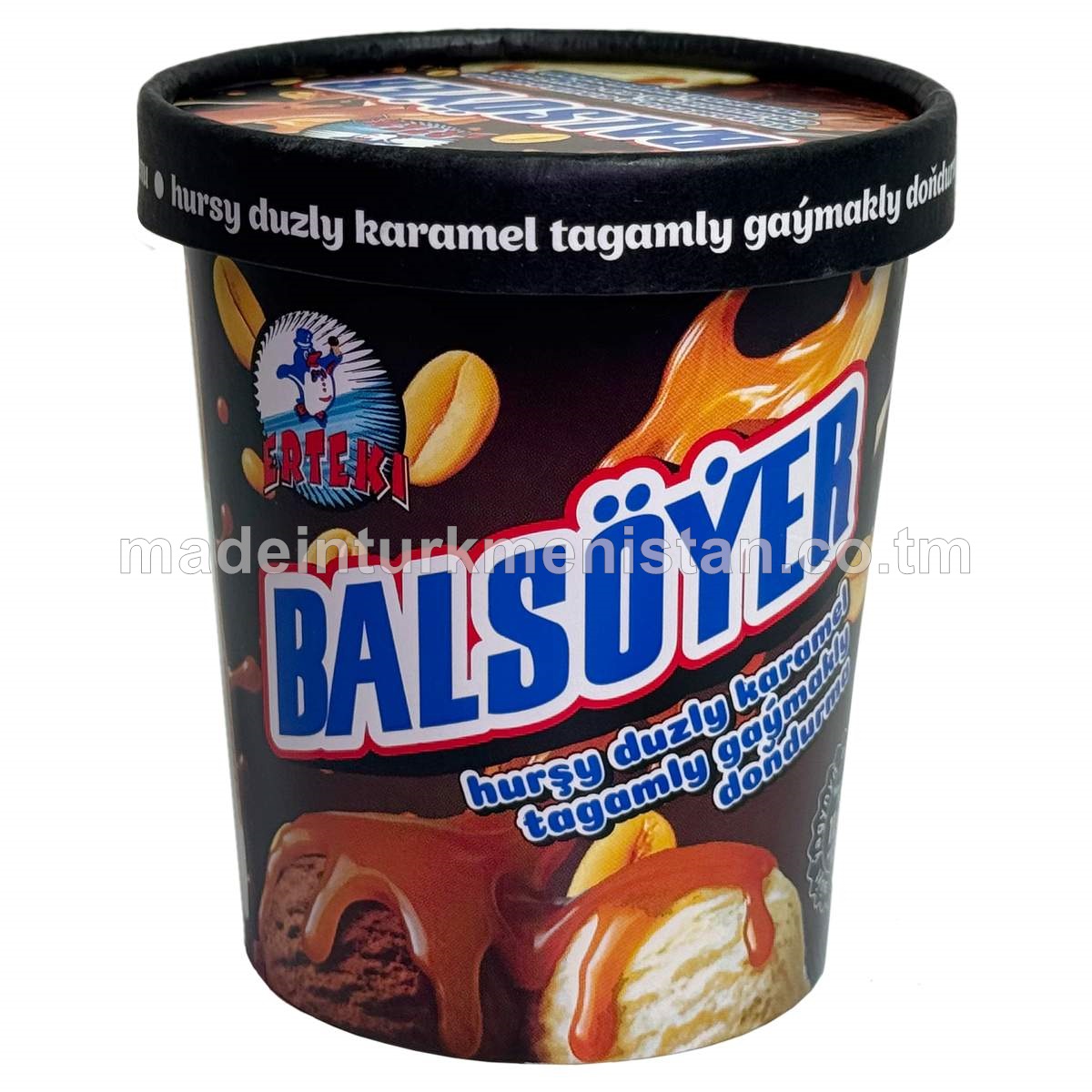 "Balsöýer" hurşy duzly karamel tagamly gaýmakly doňdurma. Süýt ýagynyň agramlaýyn paýy 11,5%