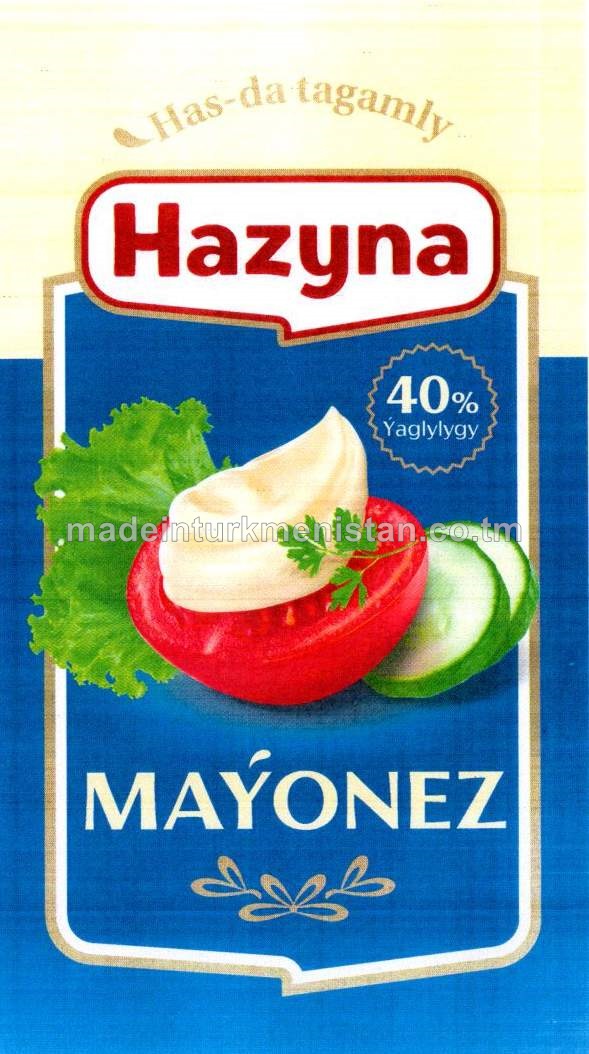 Pes kaloriýaly "Hazyna" maýonezi ýaglygy 40%. Gomogenleşdirilen