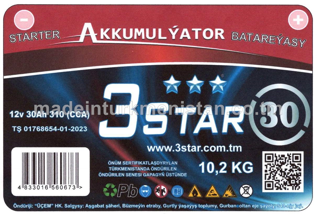 Akkumulýator batareýasy 12v 30Ah 310 (CCA)