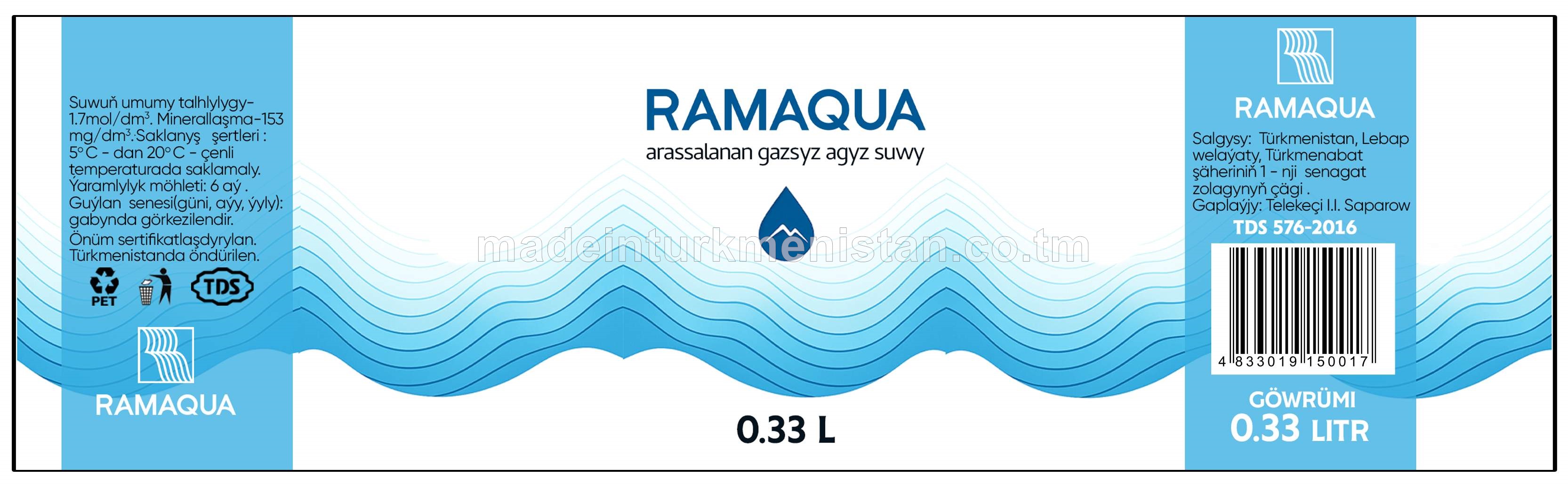 "Ramaqua" arssalanan gazsyz agyz suwy (Türkmenistanda öndürilen)