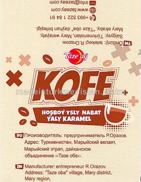 “Täze aý” kofe hoşboý ysly nabat ýaly karamel