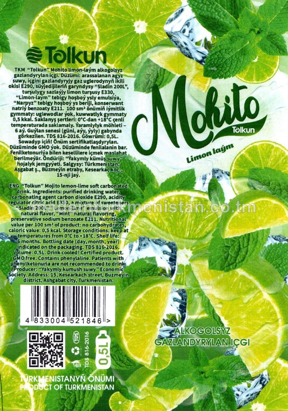 Mohito limon-laým alkogolsyz gazlandyrylan içgi