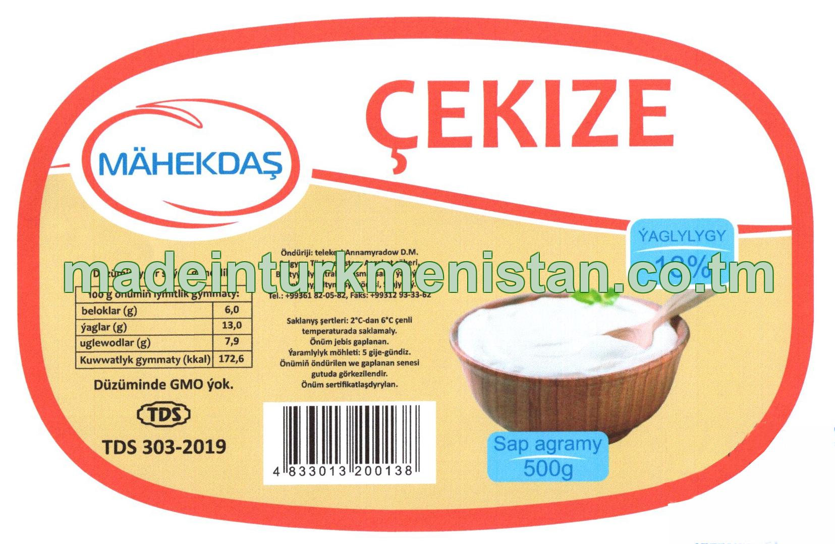 Çekize. Ýaglygy 13%