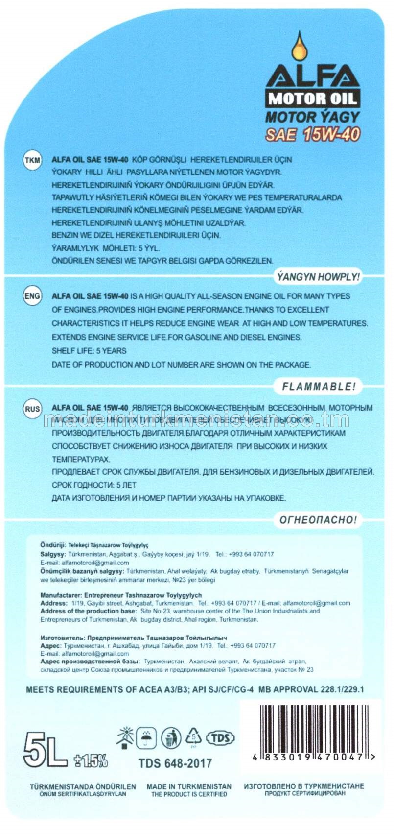 Motor ýagy SAE 15W-40