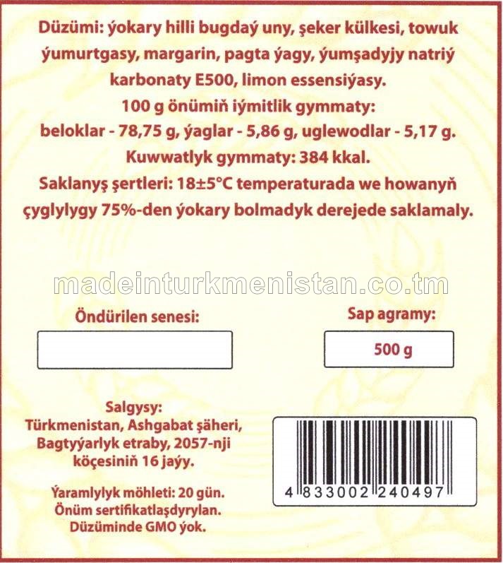 "Sarahs" ak kökesi, ýokary hilli bugdaý unundan