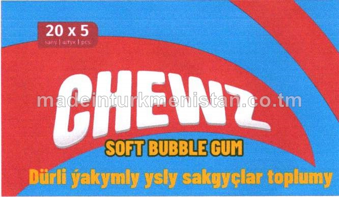 "chewz" Dürli ýakymly ysly sakgyçlar toplumy (ýertudana, pyrtykal, tutti-frutti) (20x5)