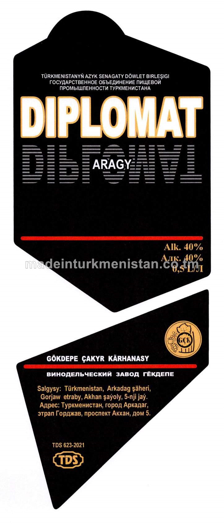 "Diplomat" aragy. Alk:40%