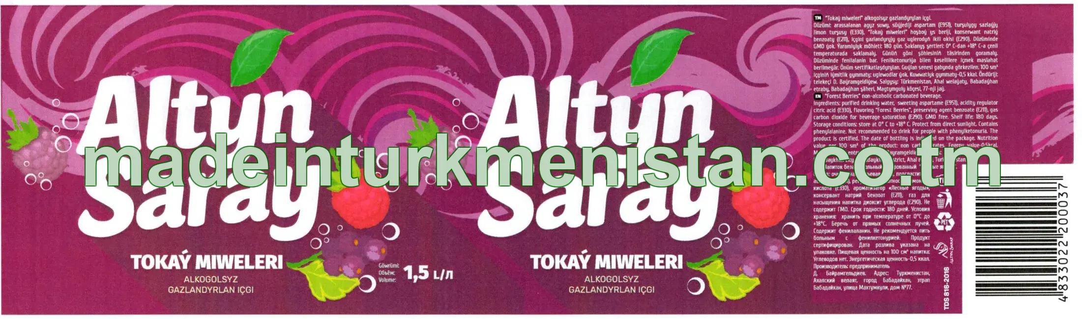 Tokaý miweleri alkogolsyz gazlandyrylan içgi