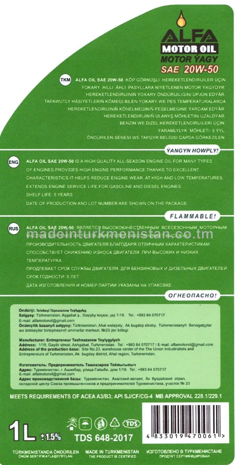 Motor ýagy SAE 20W-50