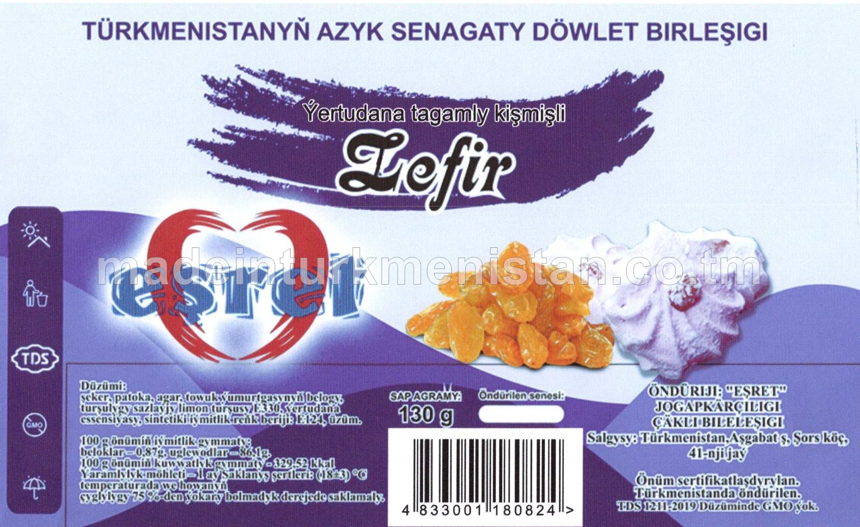 Zefir ýertudana tagamly kişmişli