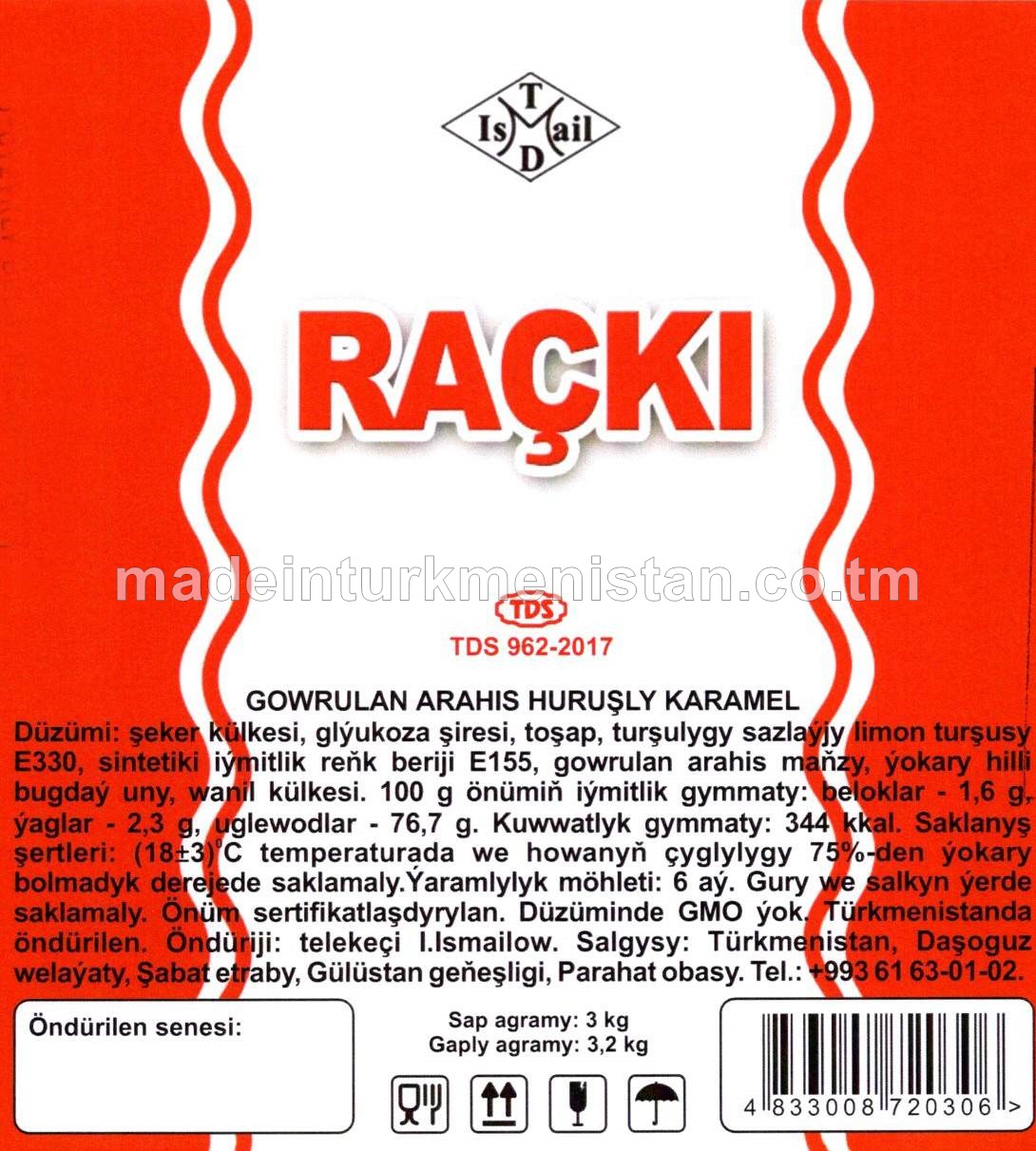 "Raçki" gowrulan arahis huruşly karamel