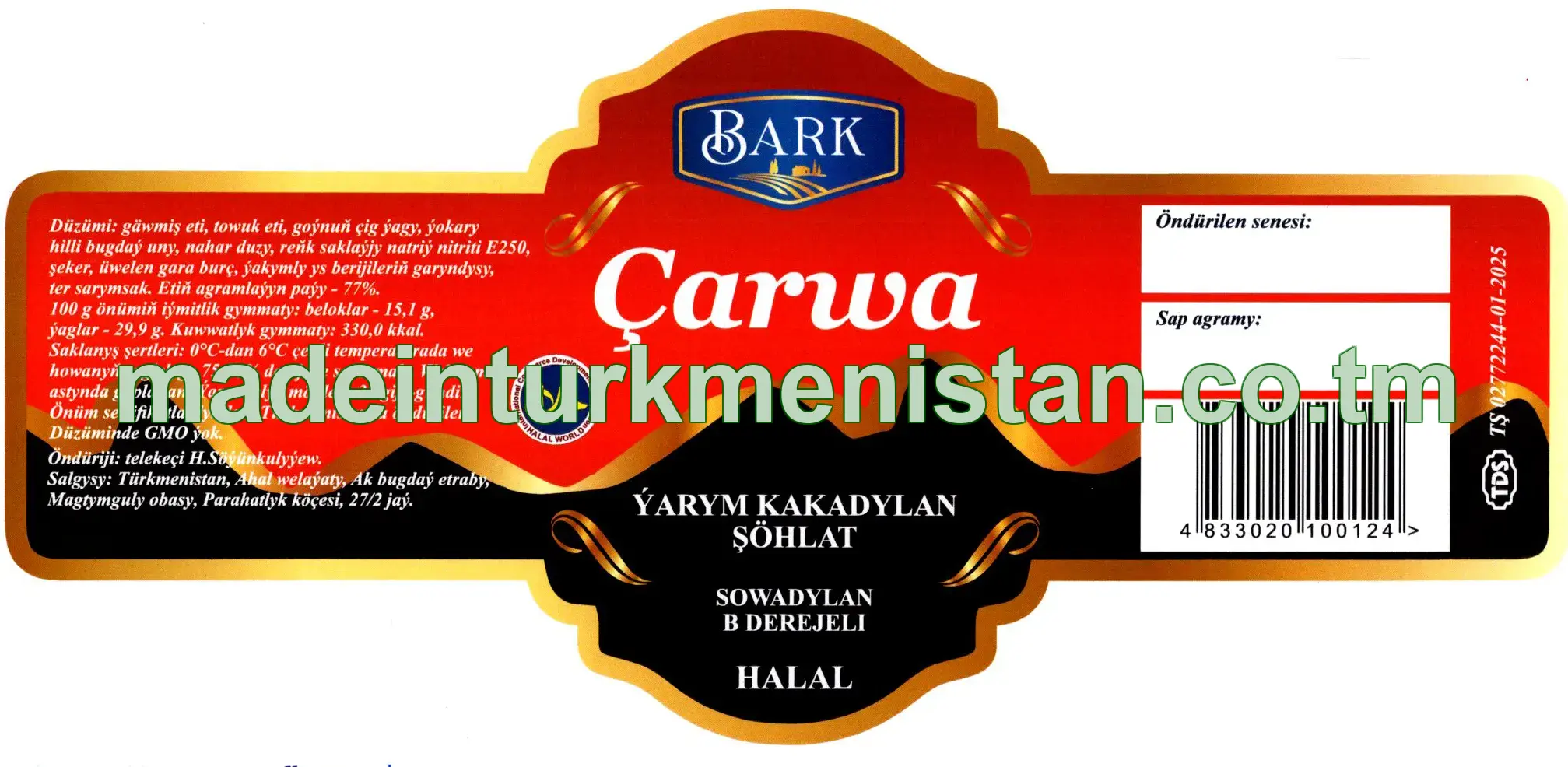 "Çarwa" sowadylan ýarym kakadylan şöhlat, B derejeli