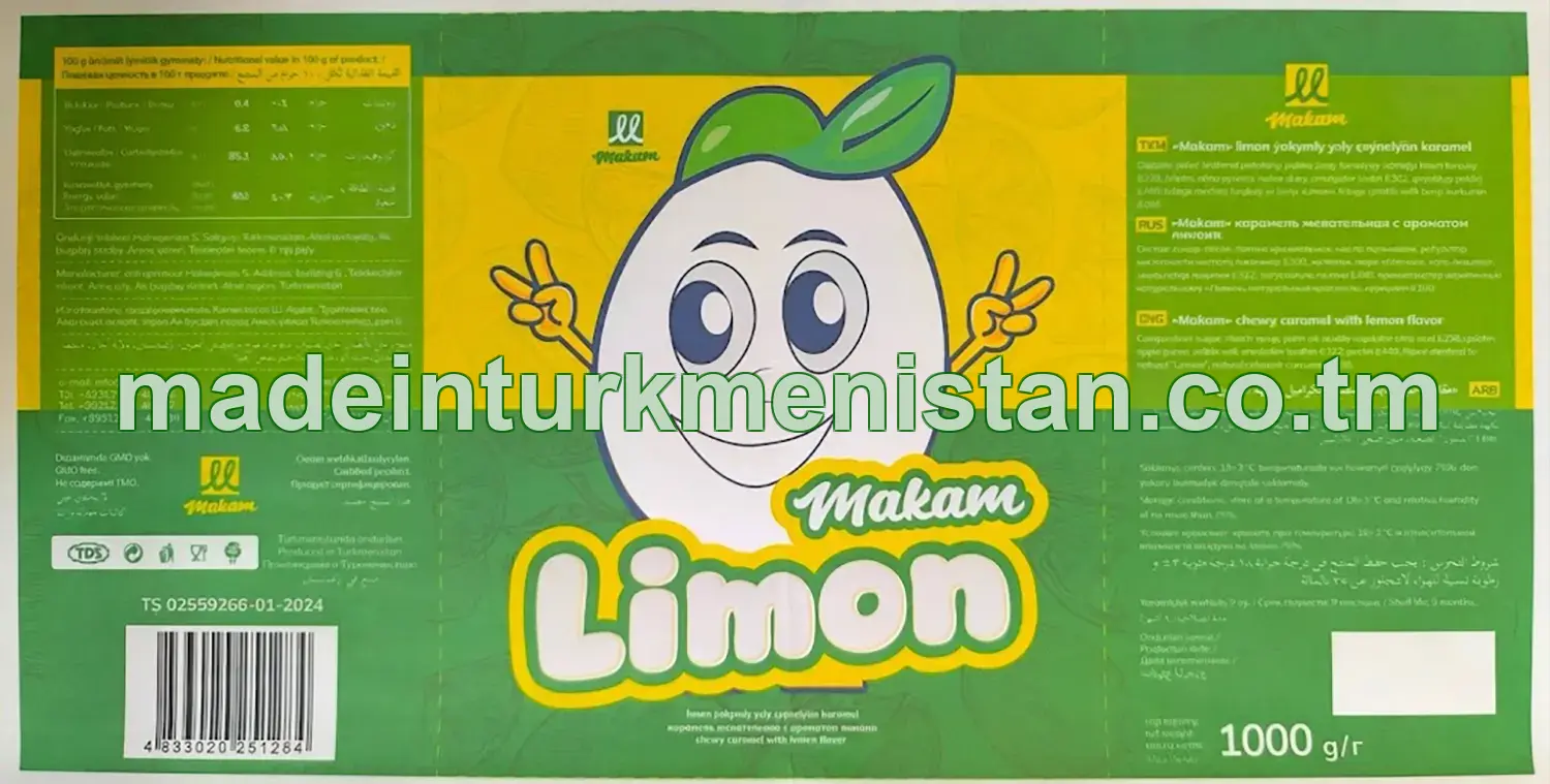 "Makam" limon ýakymly ysly çeýnelýän karamel