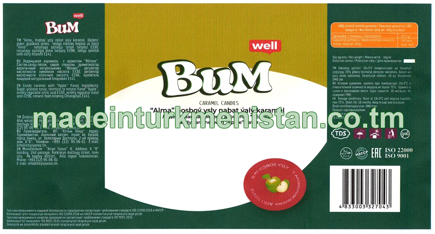 "Bum" alma hoşboý ysly nabat ýaly karamel