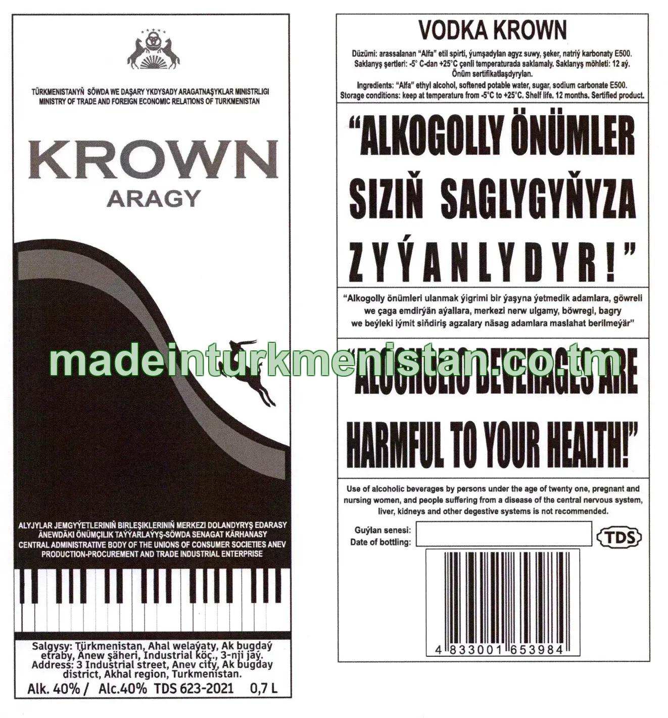 "KROWN" aragy. Alk: 40%