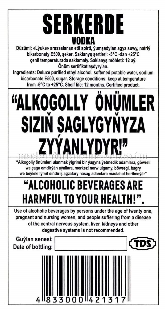 "Serkerde" aragy. Alk: 40%
