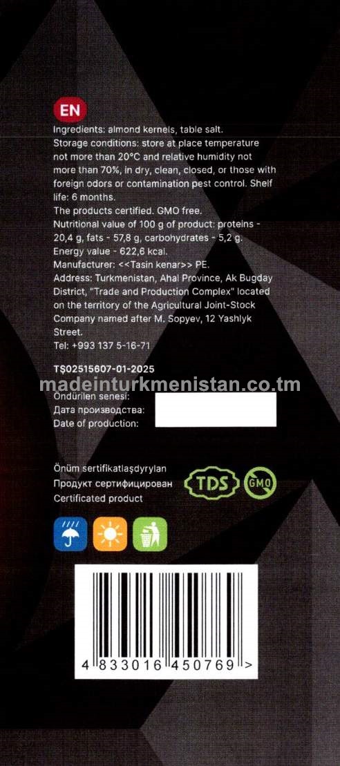 Badam maňzy. Duzlanan