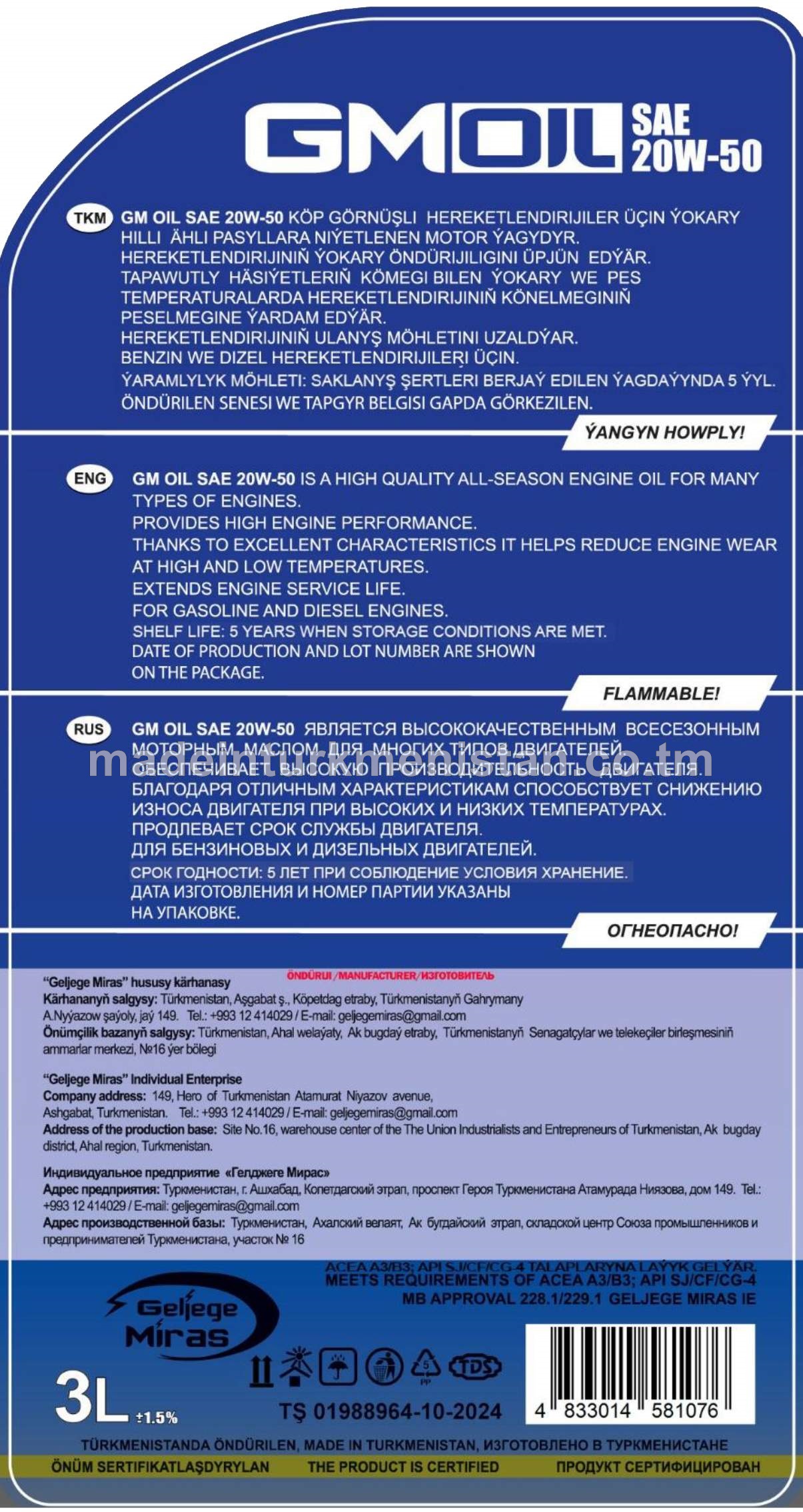 Motor ýagy SAE 20W-50