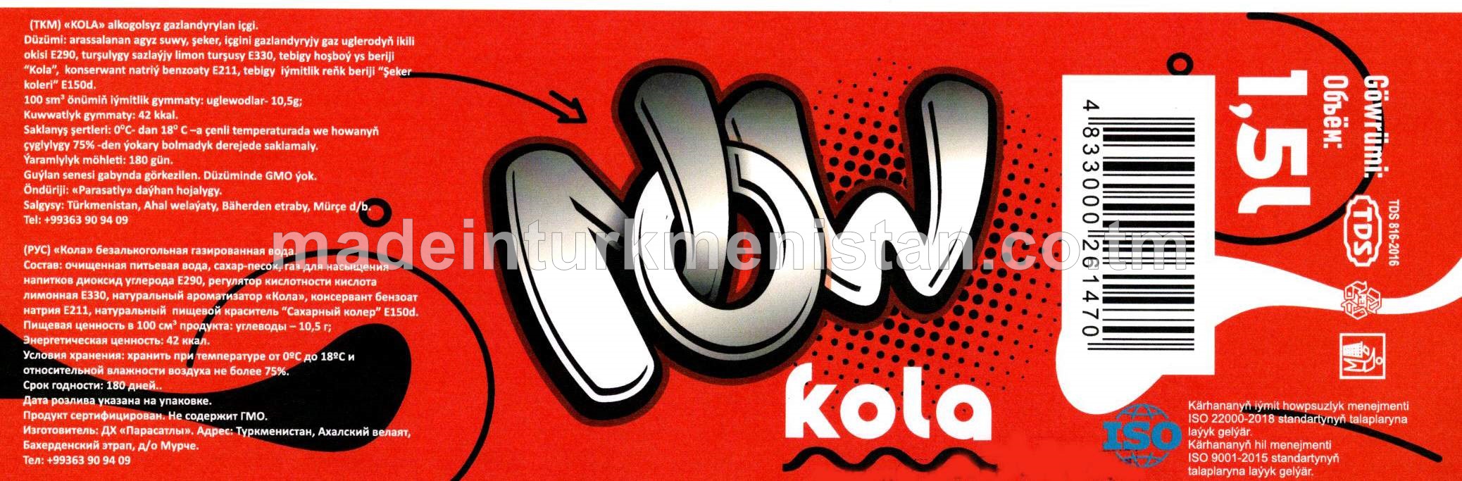 "Kola" alkogolsyz gazlandyrylan içgi