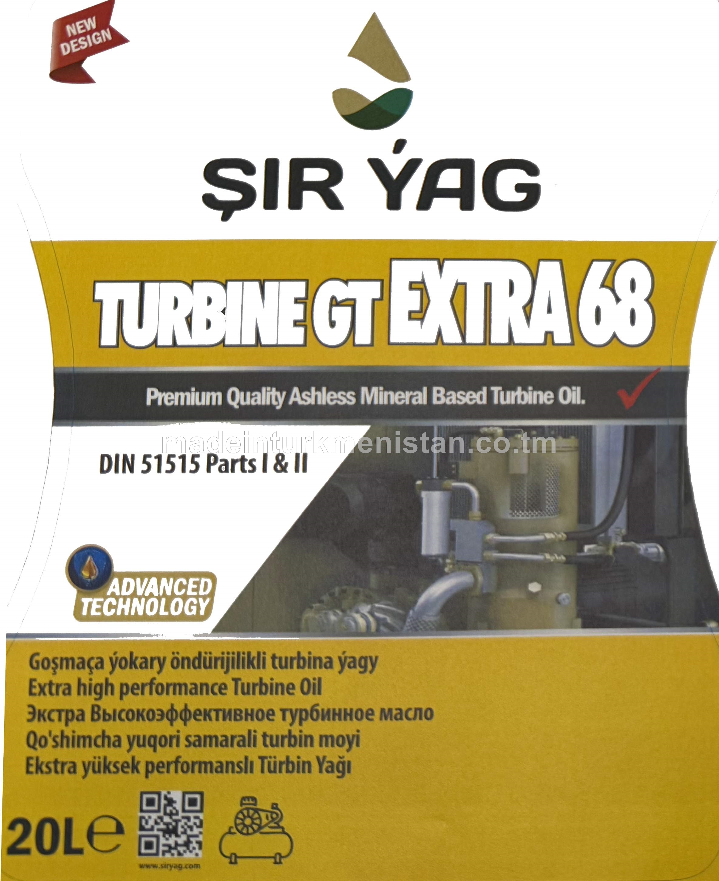 Ýokary öndürijikli turbina ýagy TURBINE GT EXTRA 68