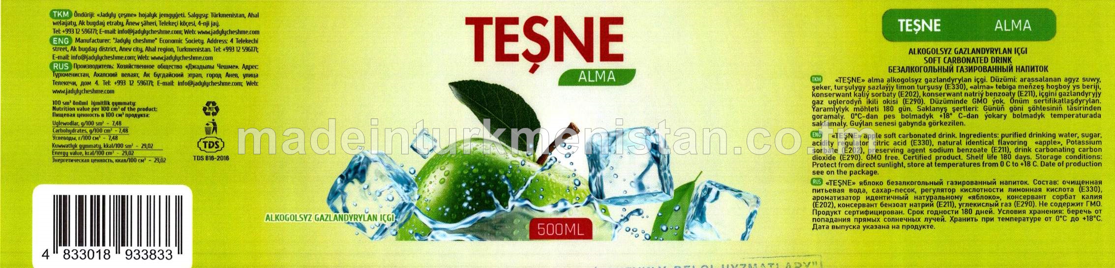 Alma alkogolsyz gazlandyrylan içgi