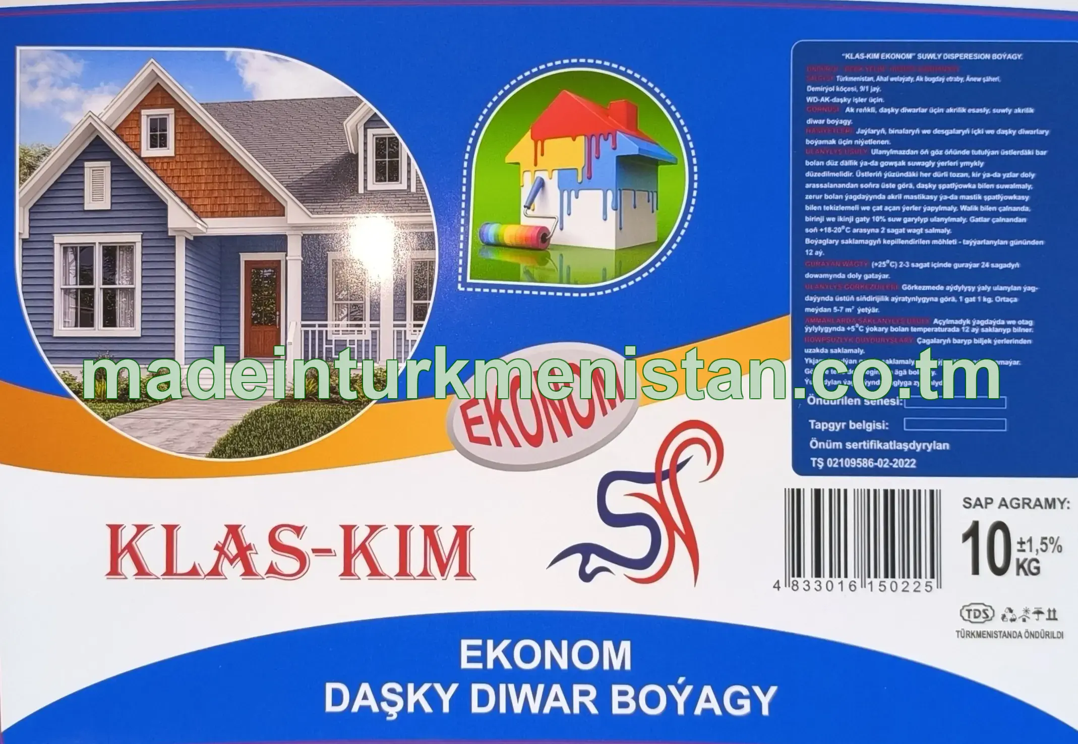 "Klas-Kim" Ekonom suwly dispersion boýagy, ak reňkli, WD-AK (daşky diwar boýagy) 