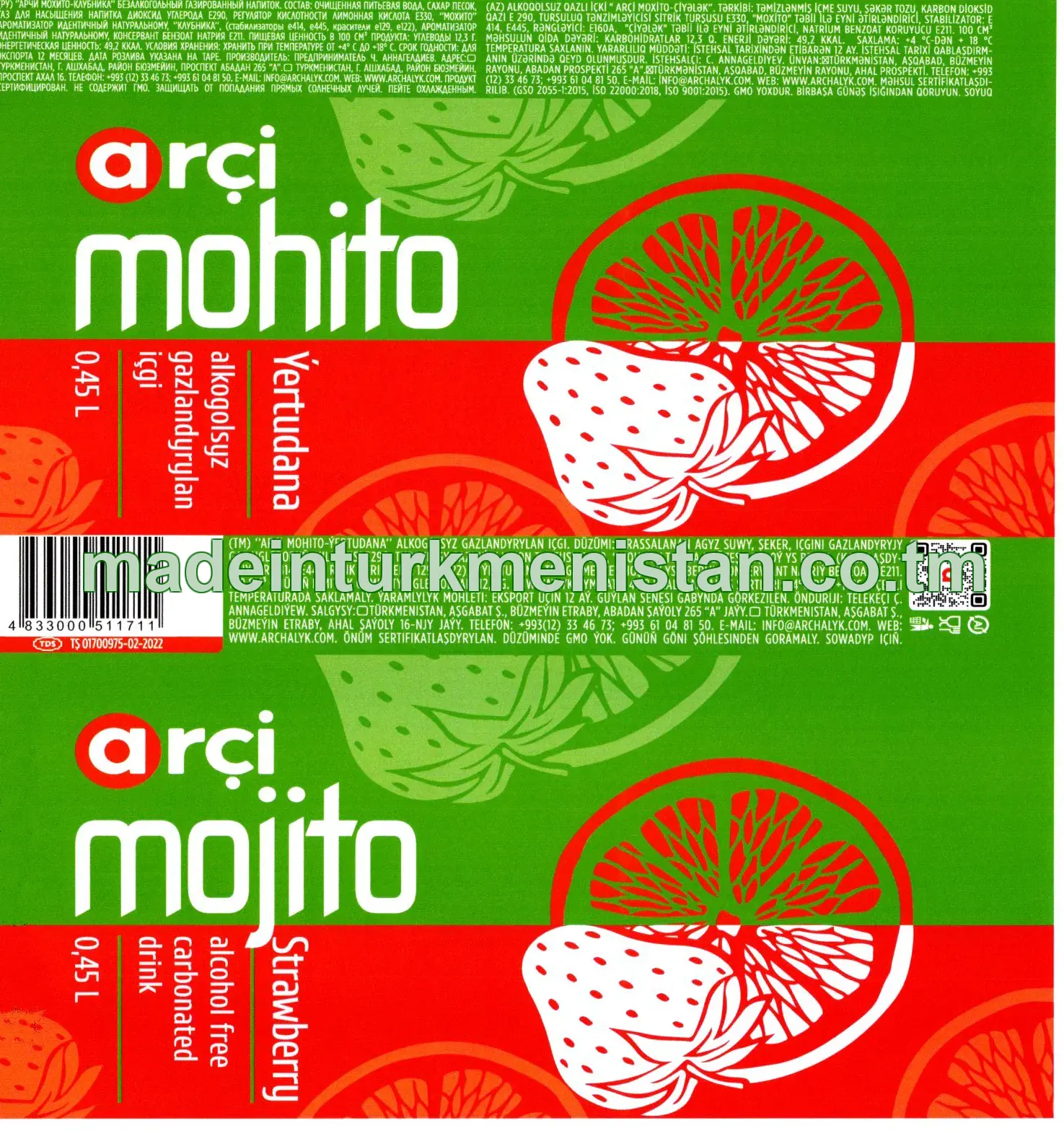 "Arçi Mohito-ýertudana"  alkogolsyz gazlandyrylan içgi
