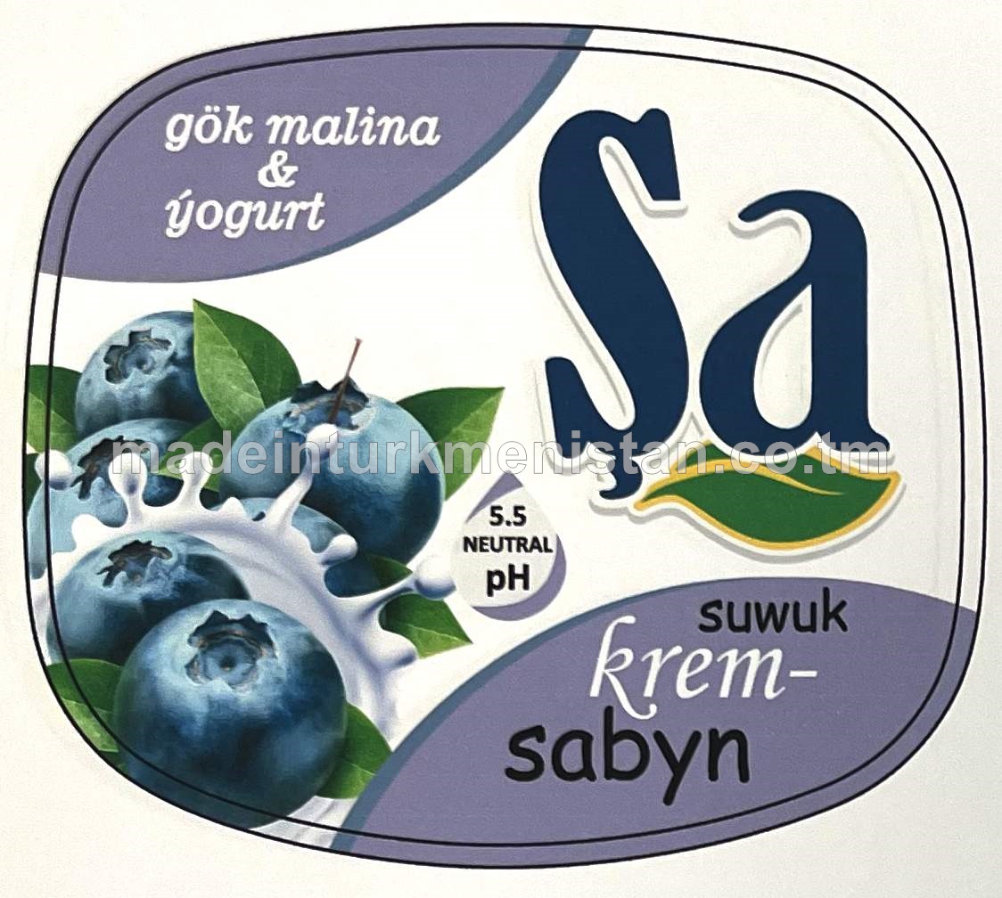 Şa suwuk krem-sabyn, gök malina & ýogurt