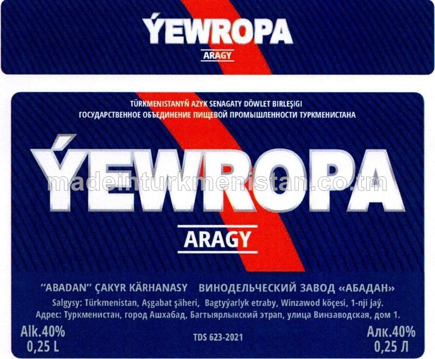 "Ýewropa" aragy. Alk: 40%