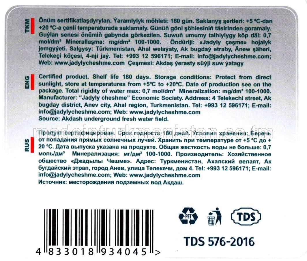 "Kristal" arassalanan gazsyz agyz suwy